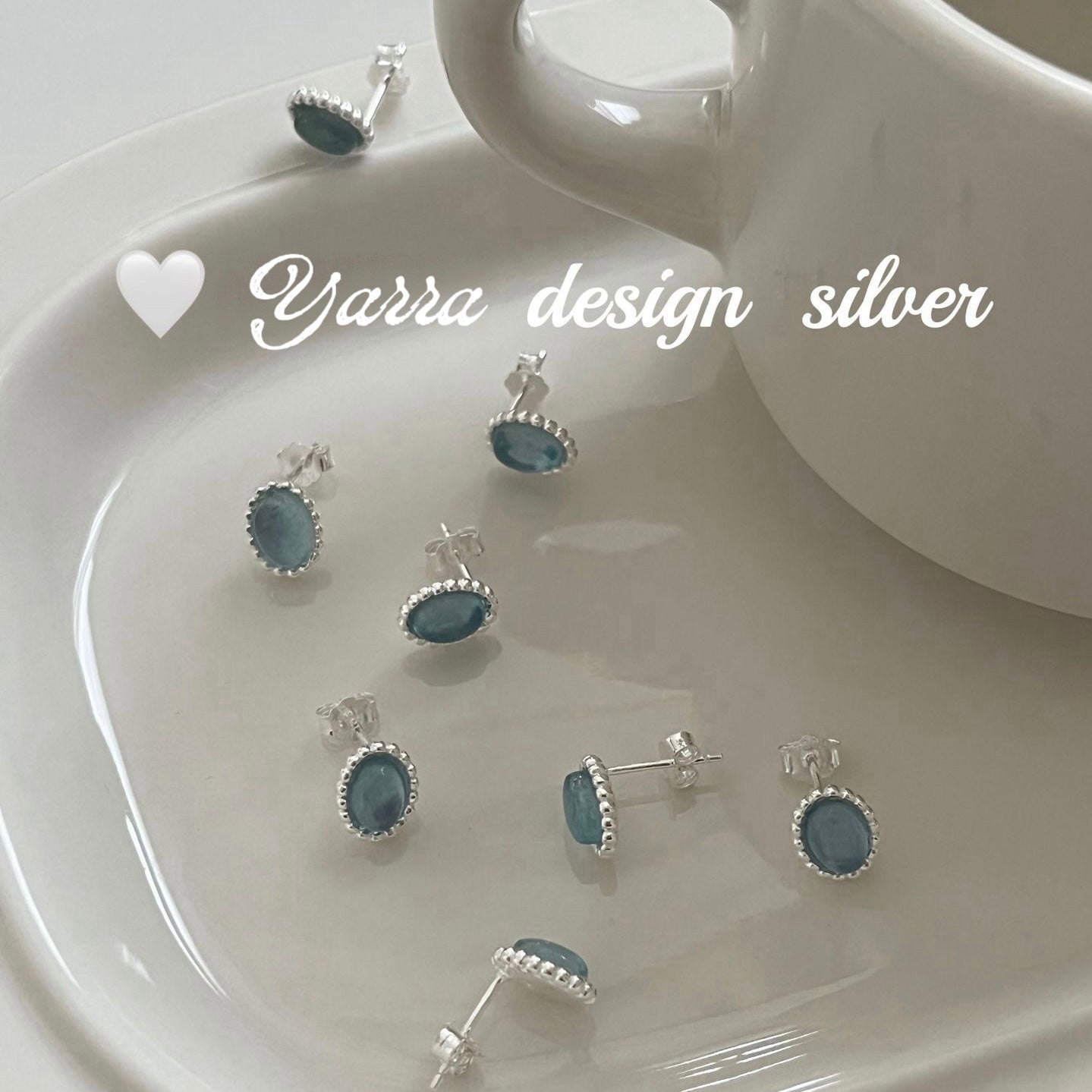 S925 Sterling Silver Oval Aquamarine Stud Earrings