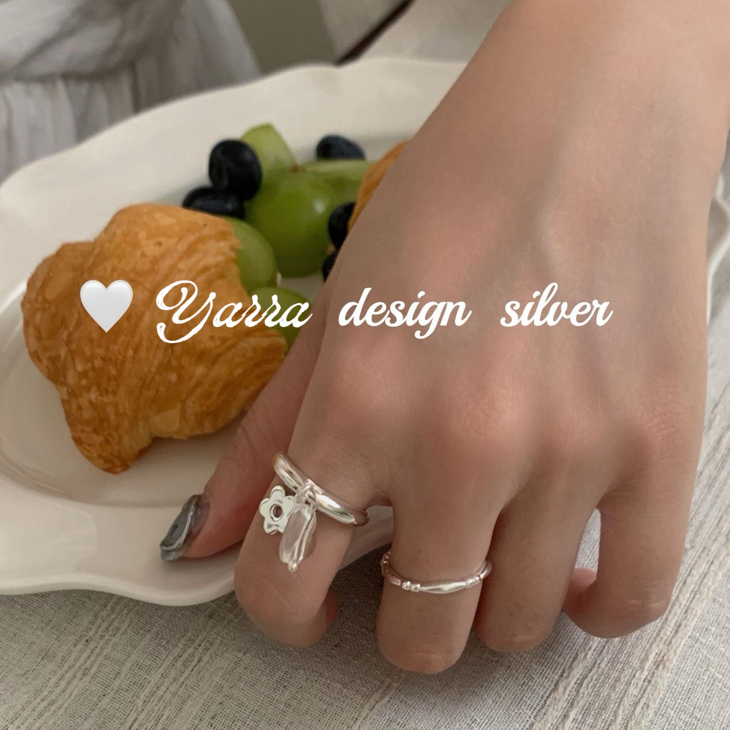 Silver Bloom & Crystal Accent Ring