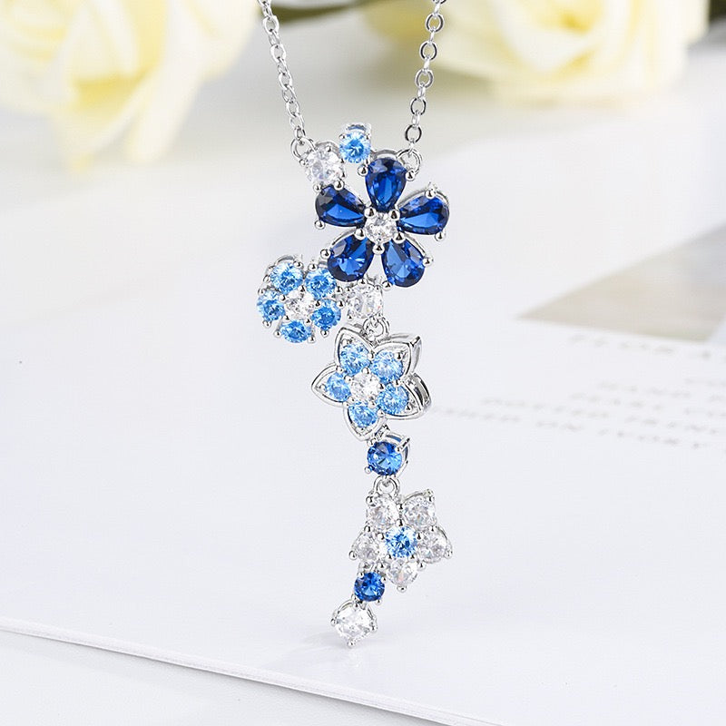 Elegant Zircon Flower Jewelry Set – Necklace & Bracelet