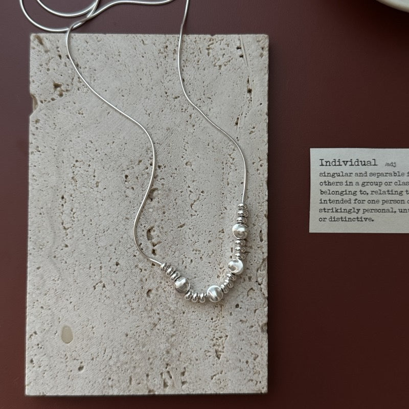 925 Sterling Silver Bow Bead Necklace