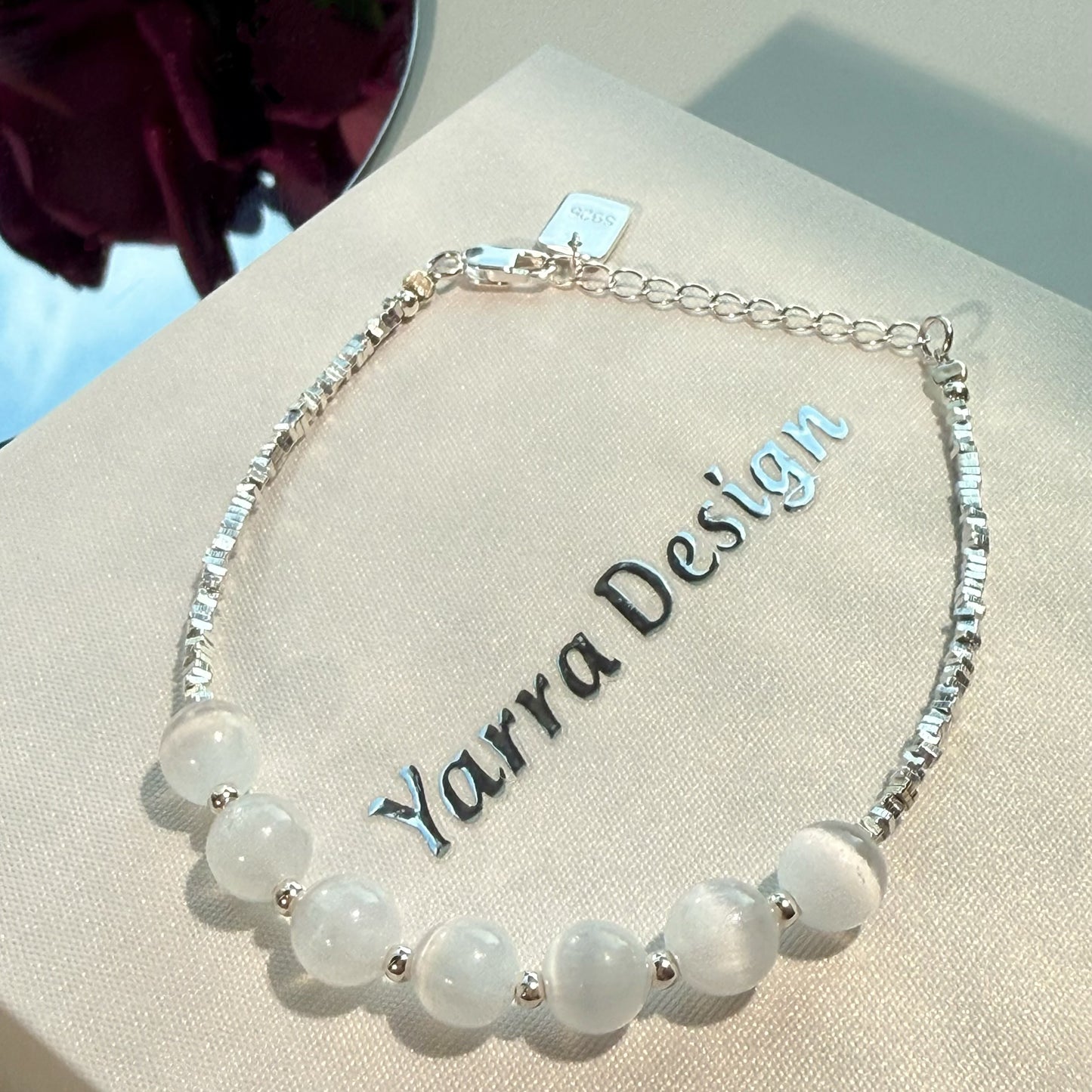 Minimalist S925 Sterling Silver Gypsum Stone Bracelet