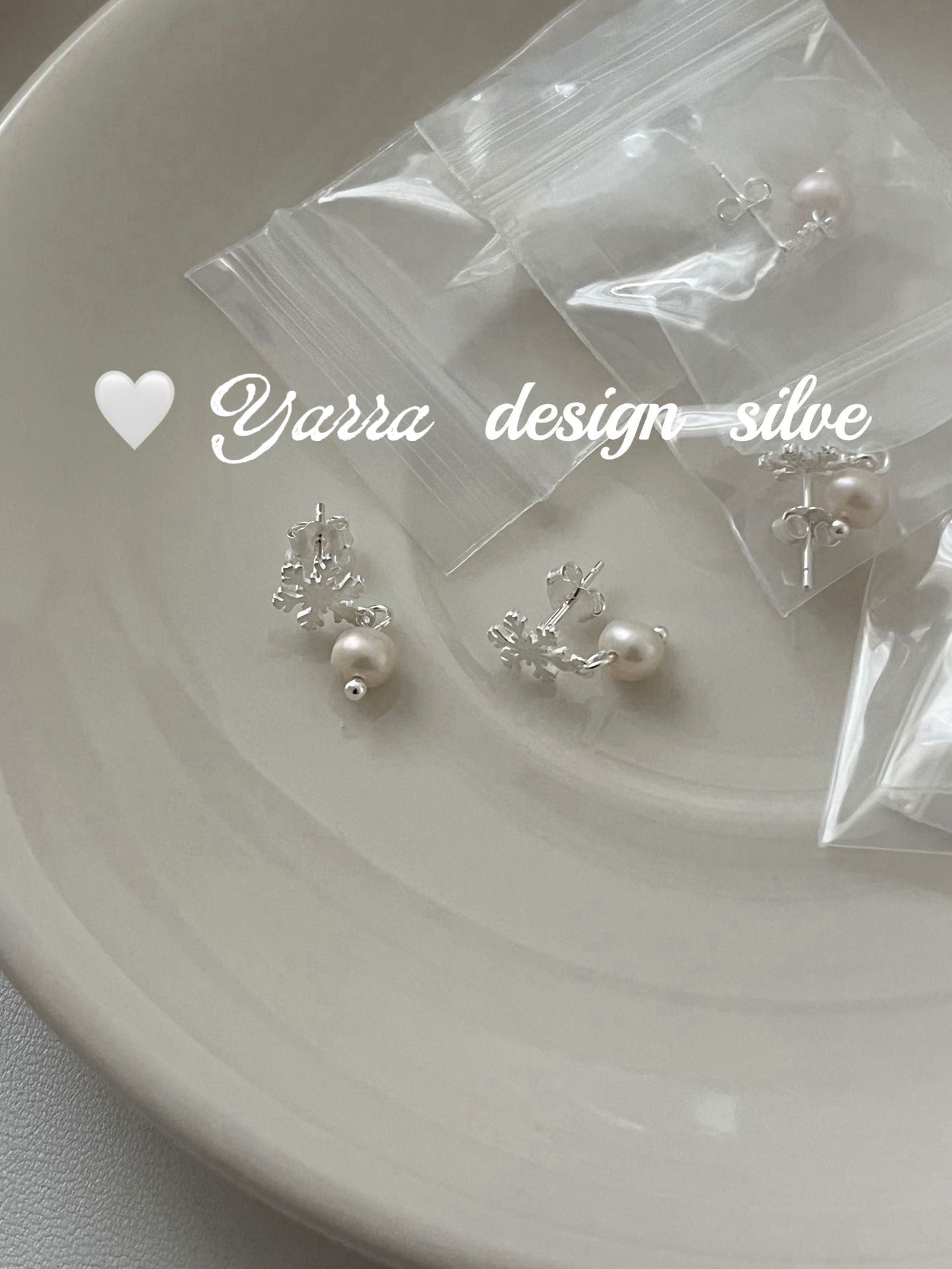 S925 Sterling Silver Snowflake Pearl Earrings