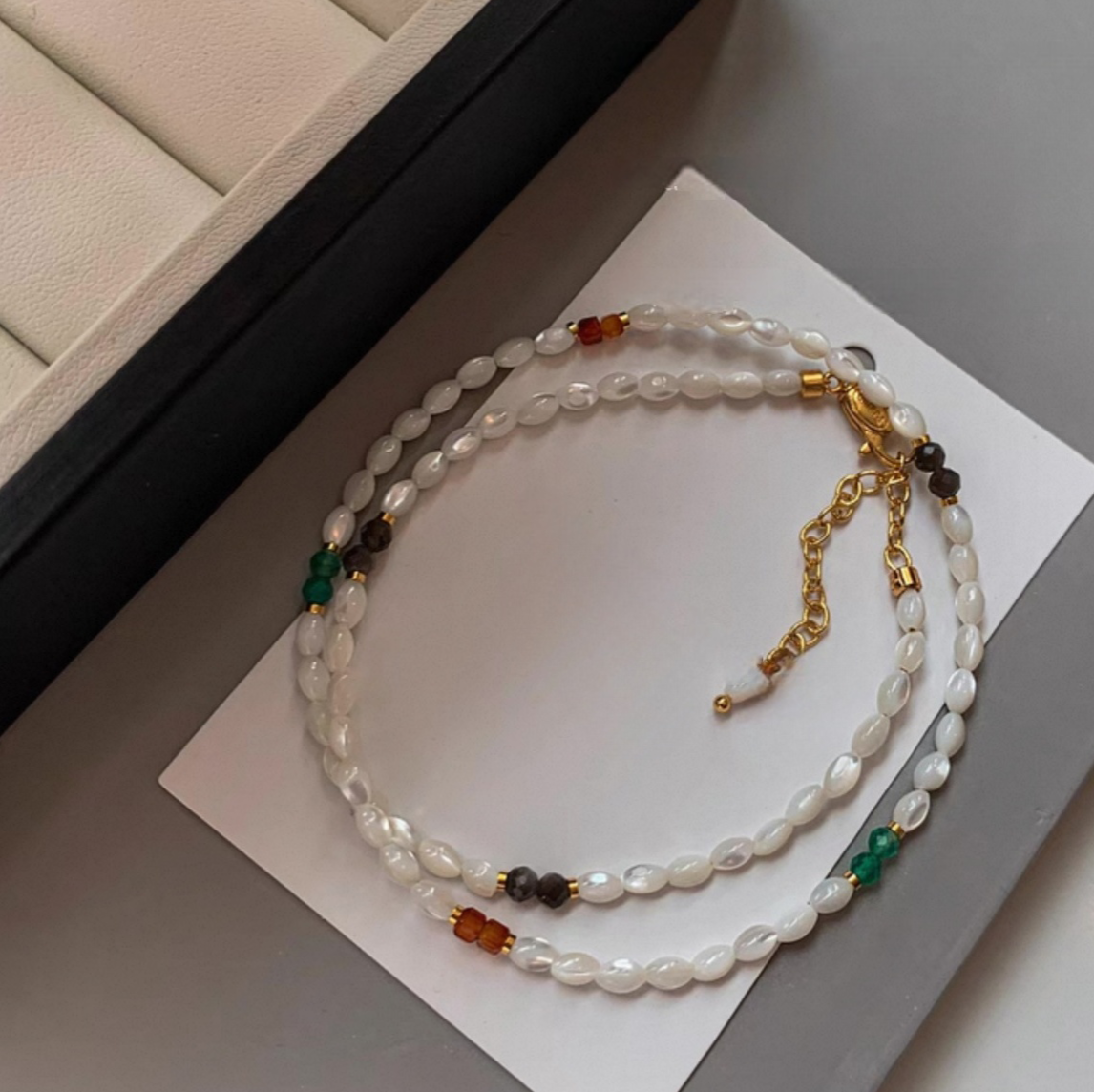 Shell Layered Necklace – Summer Gem Drop