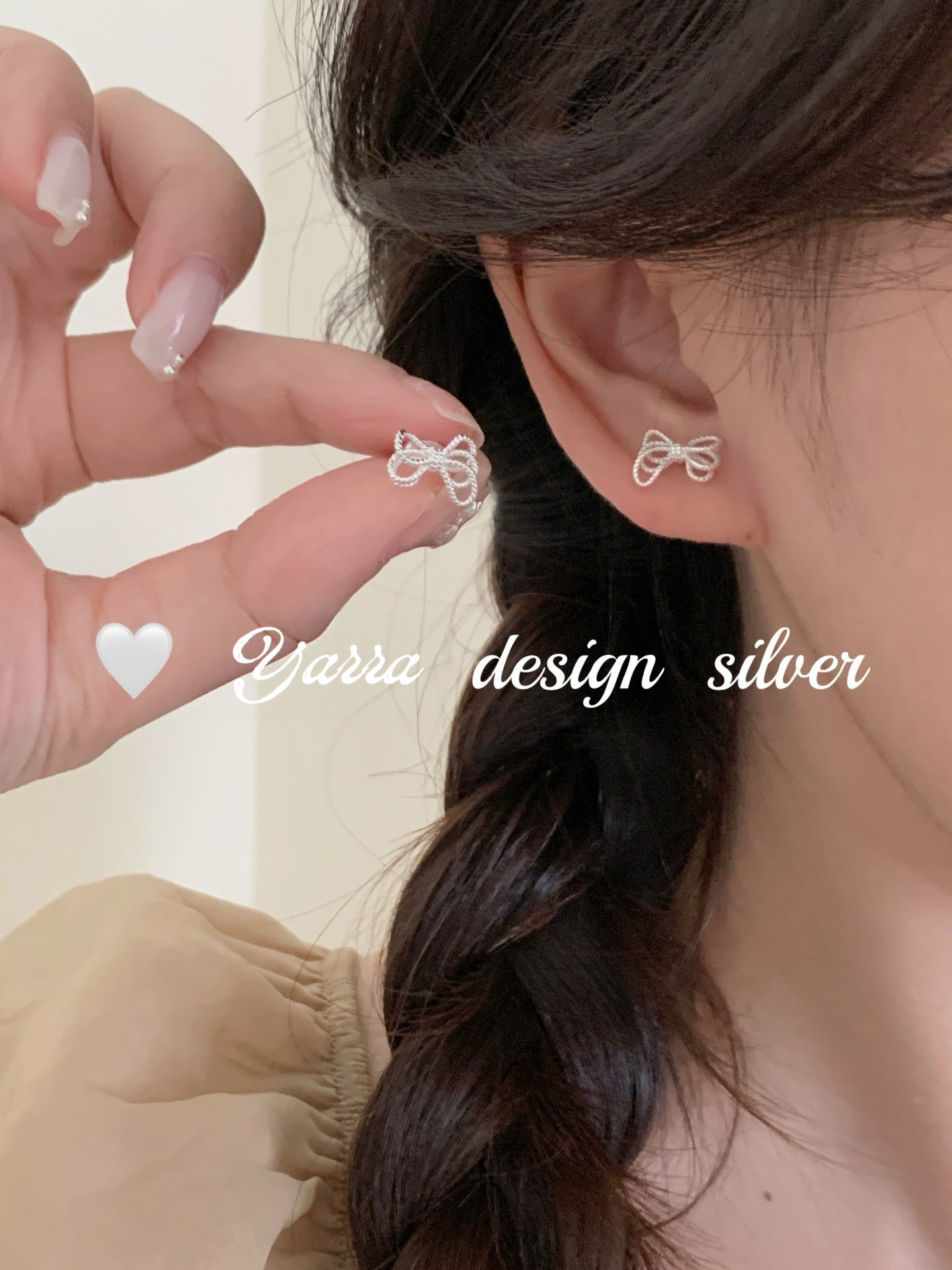S925 Sterling Silver Layered Hollow Bow & Twist Knot Stud Earrings
