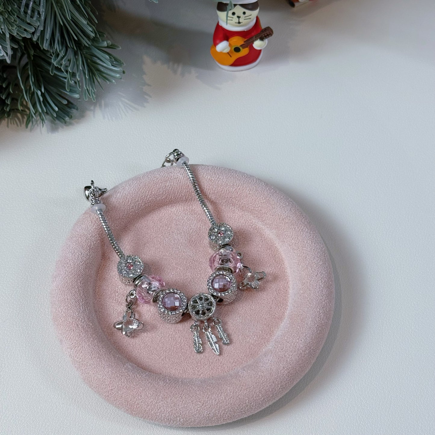 Sakura Pink Dreamcatcher & Butterfly Sparkle Charm Bracelet