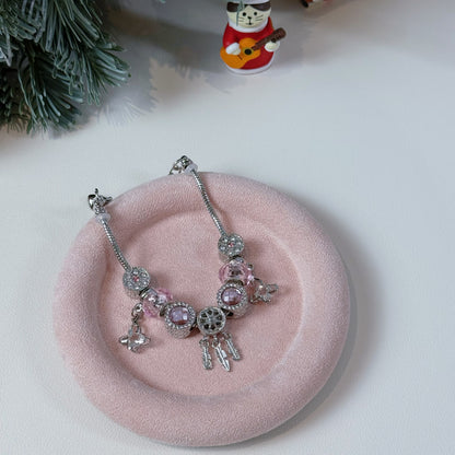 Sakura Pink Dreamcatcher & Butterfly Sparkle Charm Bracelet