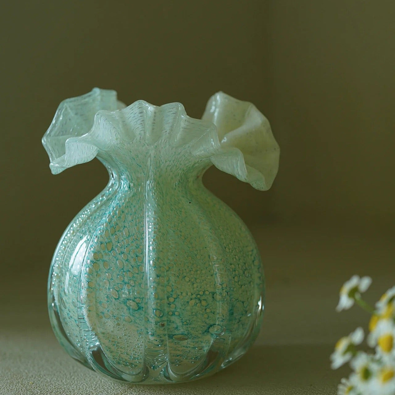 Handcrafted Glass Vase - Lime Glow