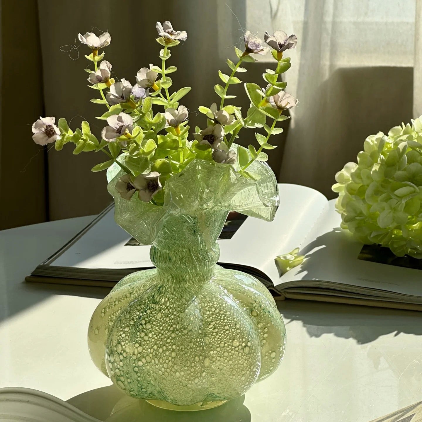Handcrafted Glass Vase - Lime Glow