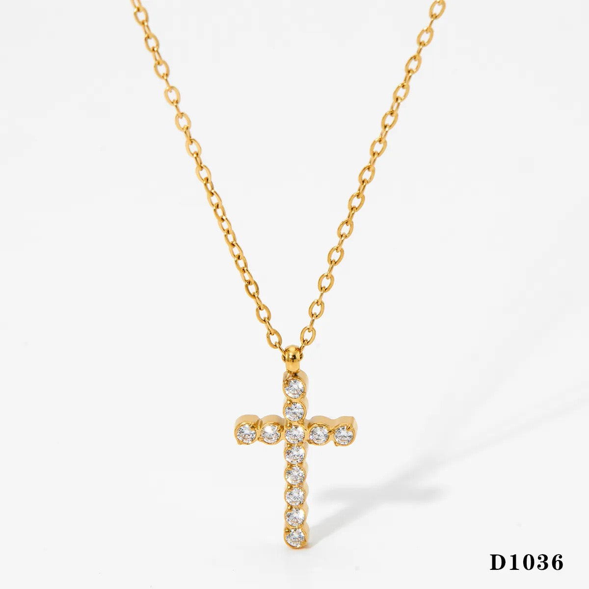 Full Diamond Cross Stainless Steel Necklace