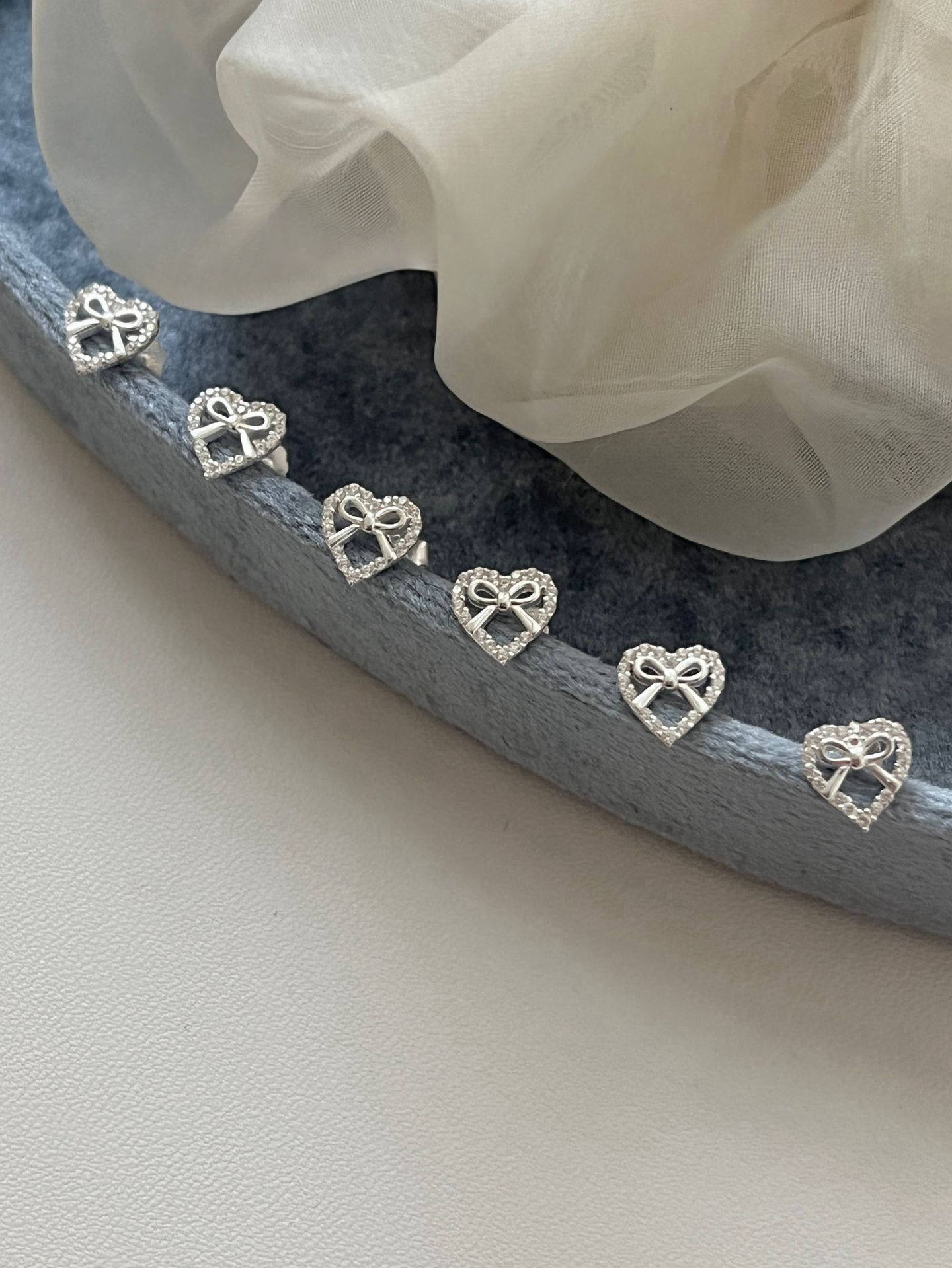 Mini Bow Heart Studs