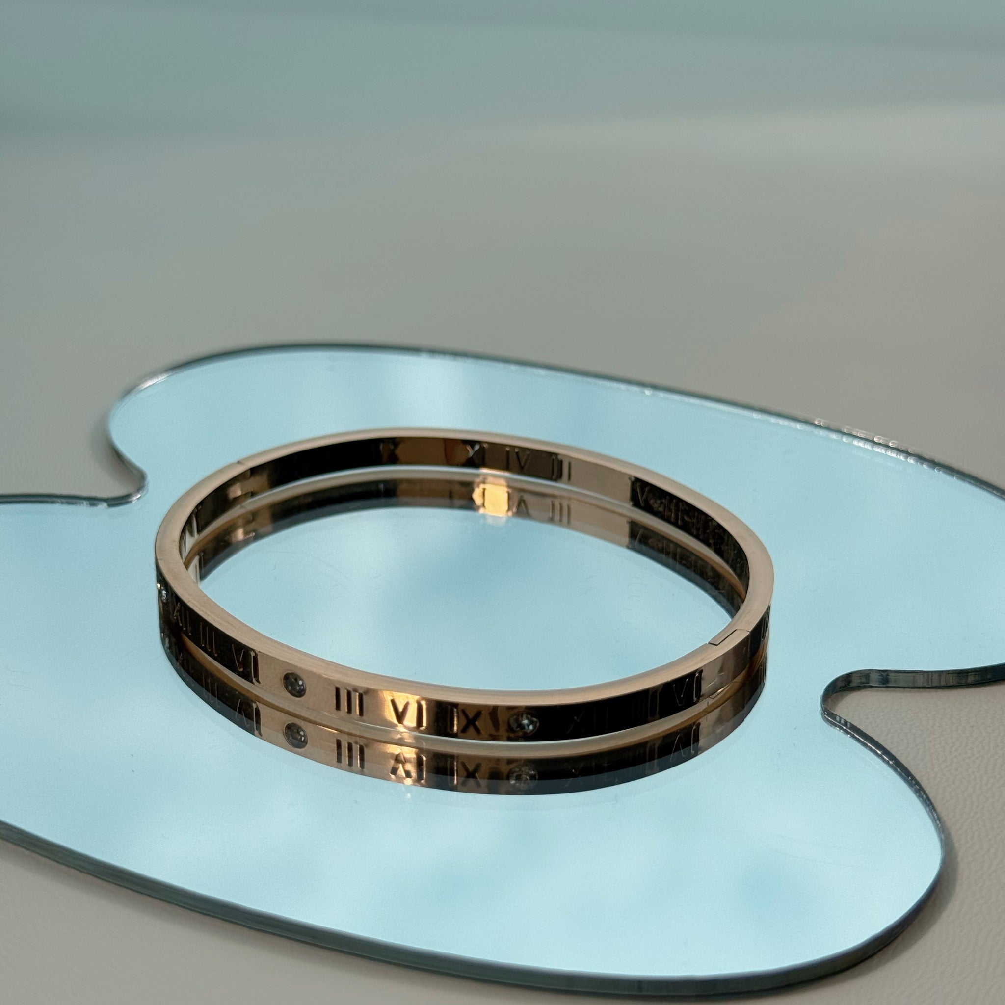 Roman Numeral Bangle – Rose Gold