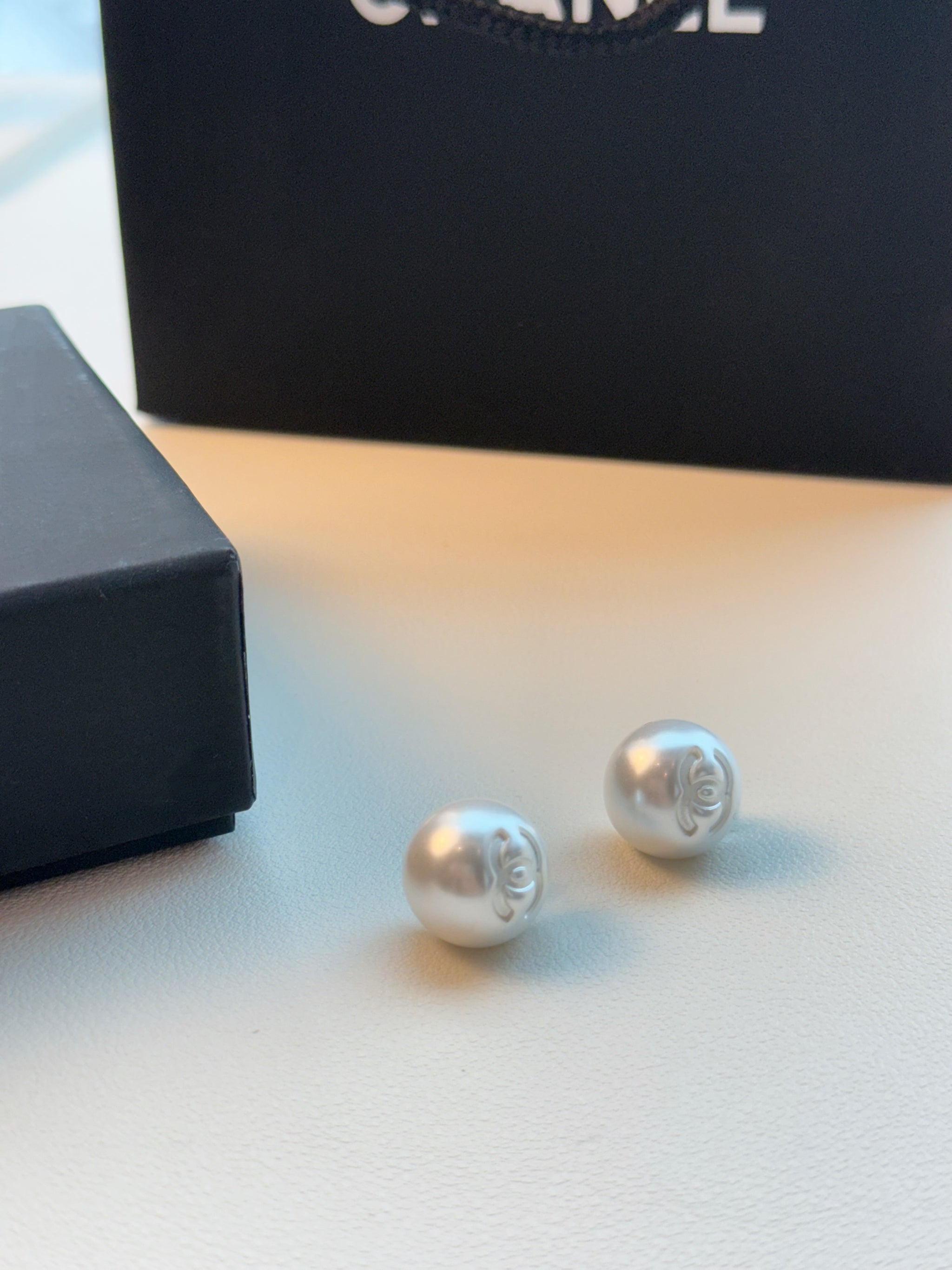 Vintage Pearl Double-C Logo Stud Earrings