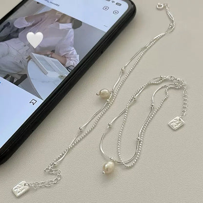 Double-Layer Pearl S925 Sterling Silver Bracelet