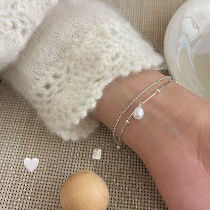 Double-Layer Pearl S925 Sterling Silver Bracelet