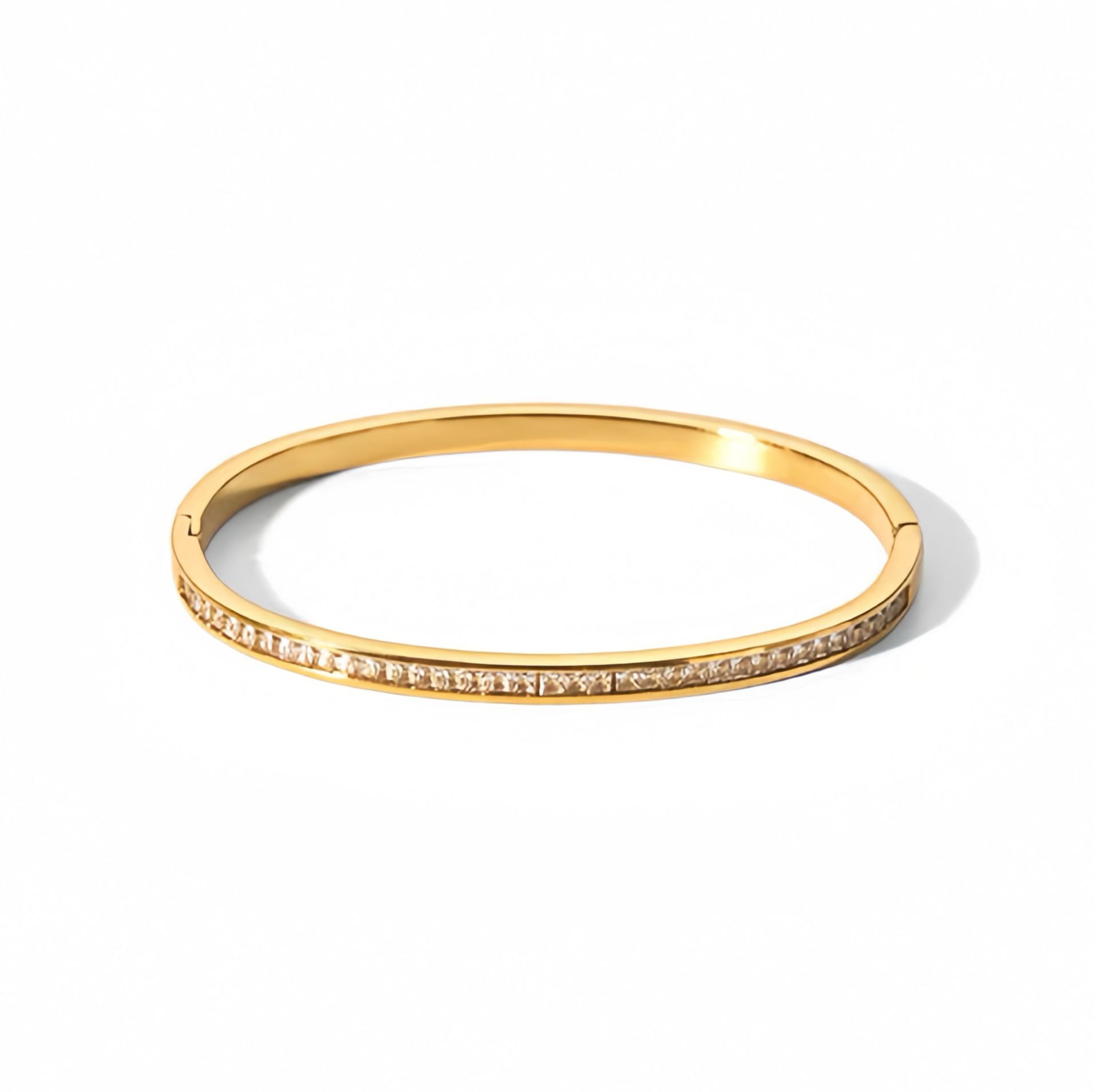 Single Row Crystal Bangle – Gold