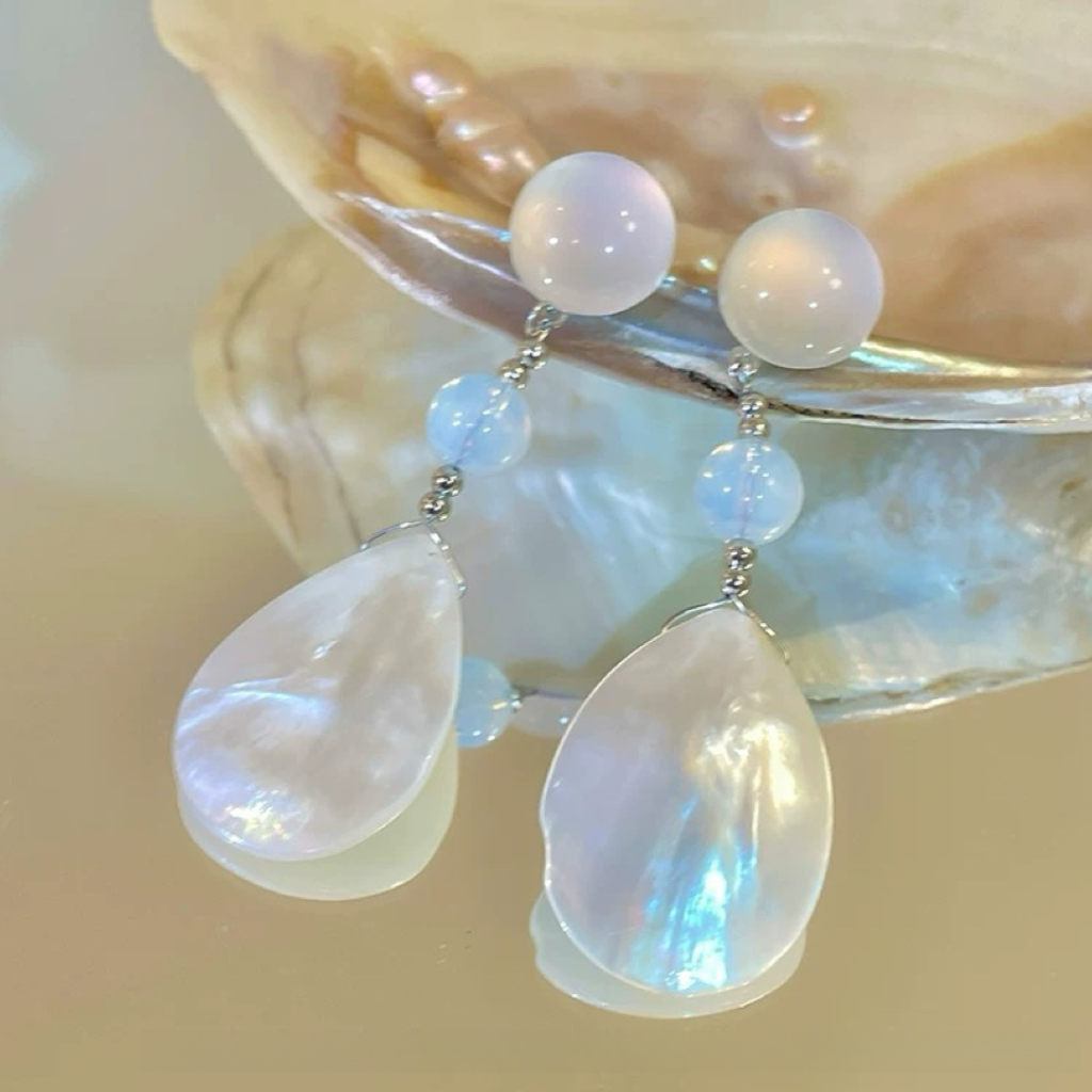 Island Muse – Shell Tassel Statement Earrings