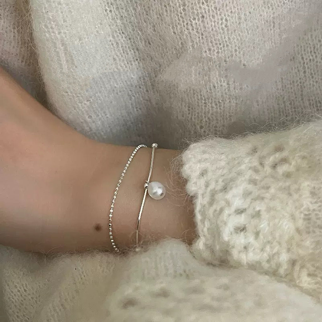Double-Layer Pearl S925 Sterling Silver Bracelet