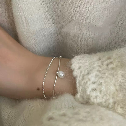 Double-Layer Pearl S925 Sterling Silver Bracelet