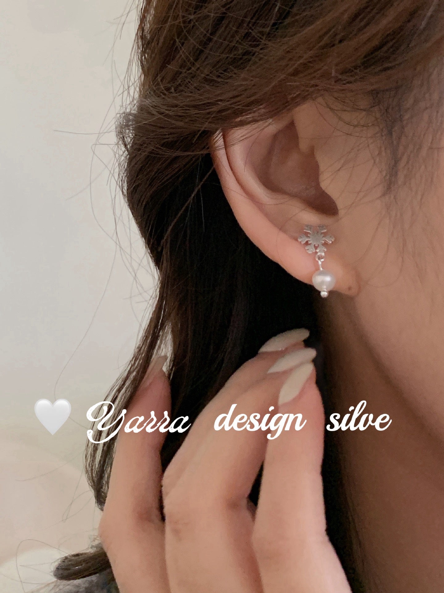 S925 Sterling Silver Snowflake Pearl Earrings