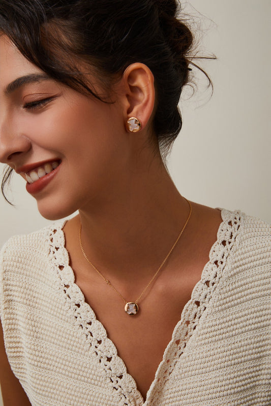 【Premium Quality】S925 Silver Bear Necklace with White Shell