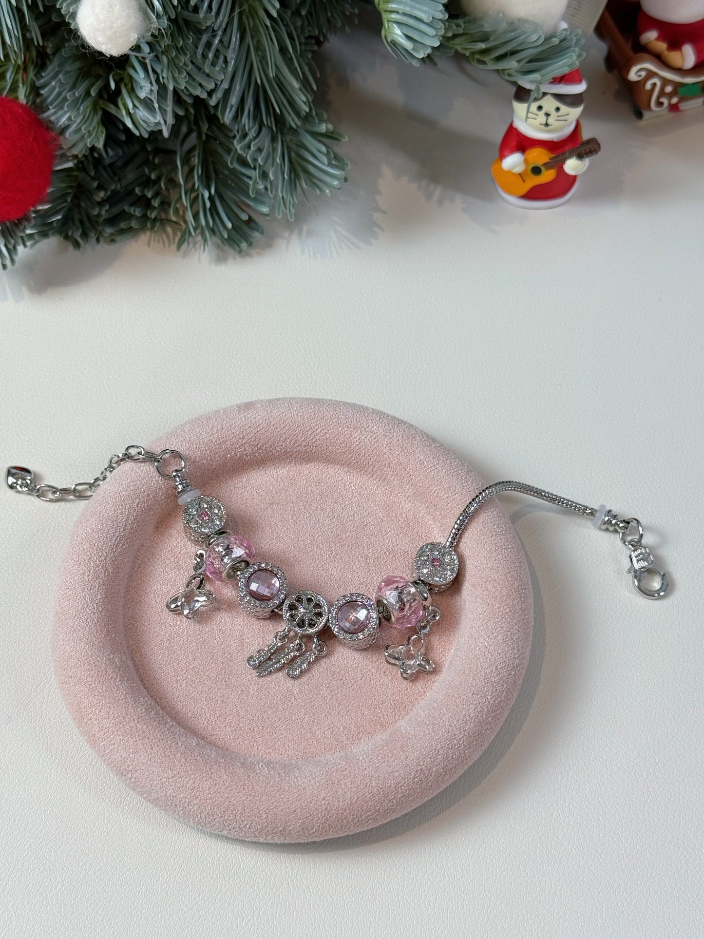 Sakura Pink Dreamcatcher & Butterfly Sparkle Charm Bracelet