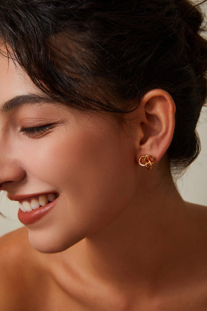 【Premium Quality】S925 Silver Knot Triple Ring Earrings – Modern & Chic
