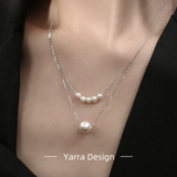Layered Pearl Pendant Necklace – 925 Silver