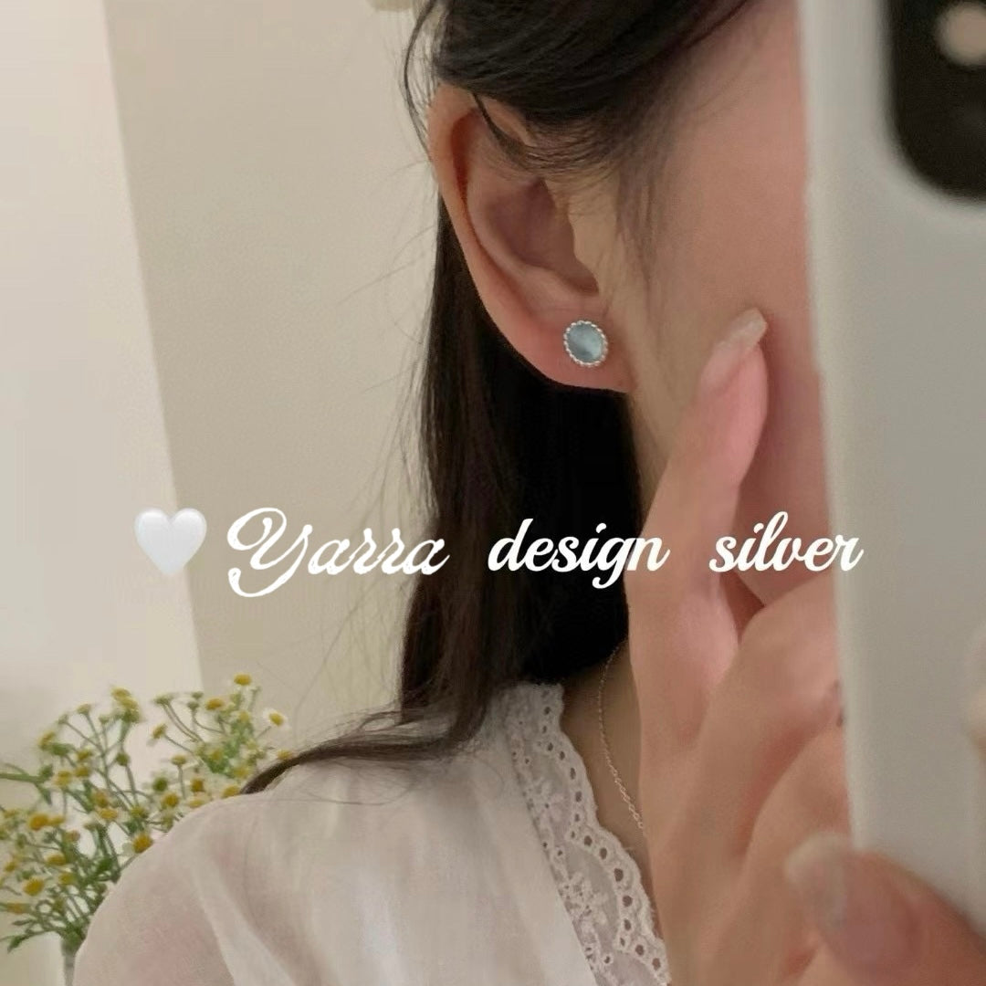 S925 Sterling Silver Oval Aquamarine Stud Earrings