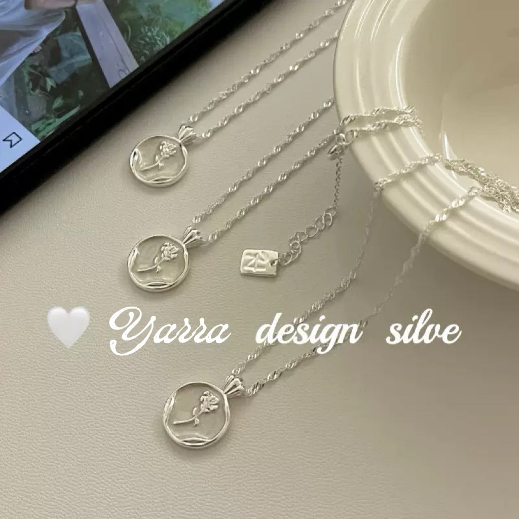 S925 Sterling Silver White Enamel Tulip Necklace