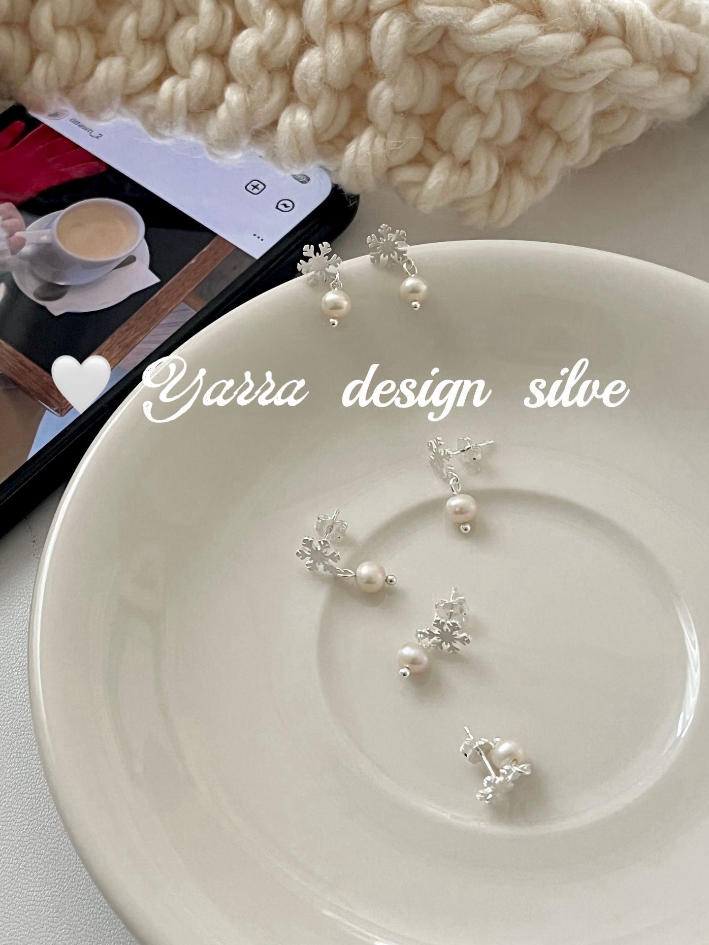 S925 Sterling Silver Snowflake Pearl Earrings