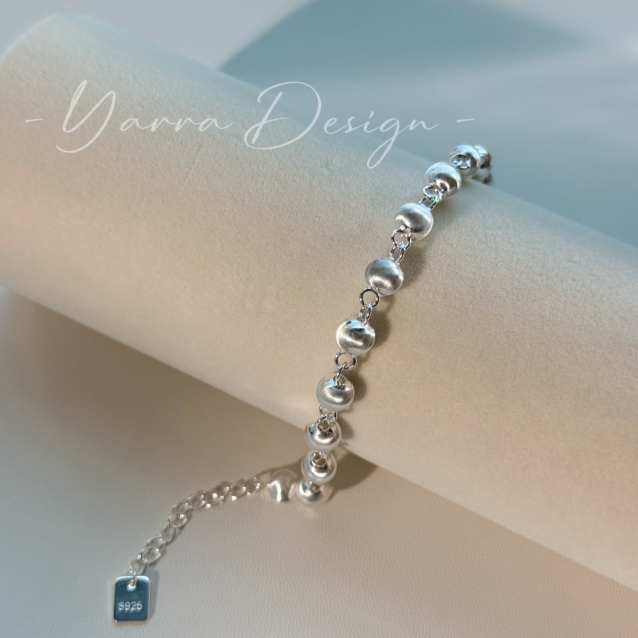 Minimalist Brushed Bead S925 Sterling Silver Bracelet