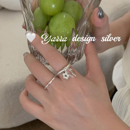 Silver Bloom & Crystal Accent Ring