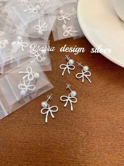 Bow & Pearl Stud Earrings