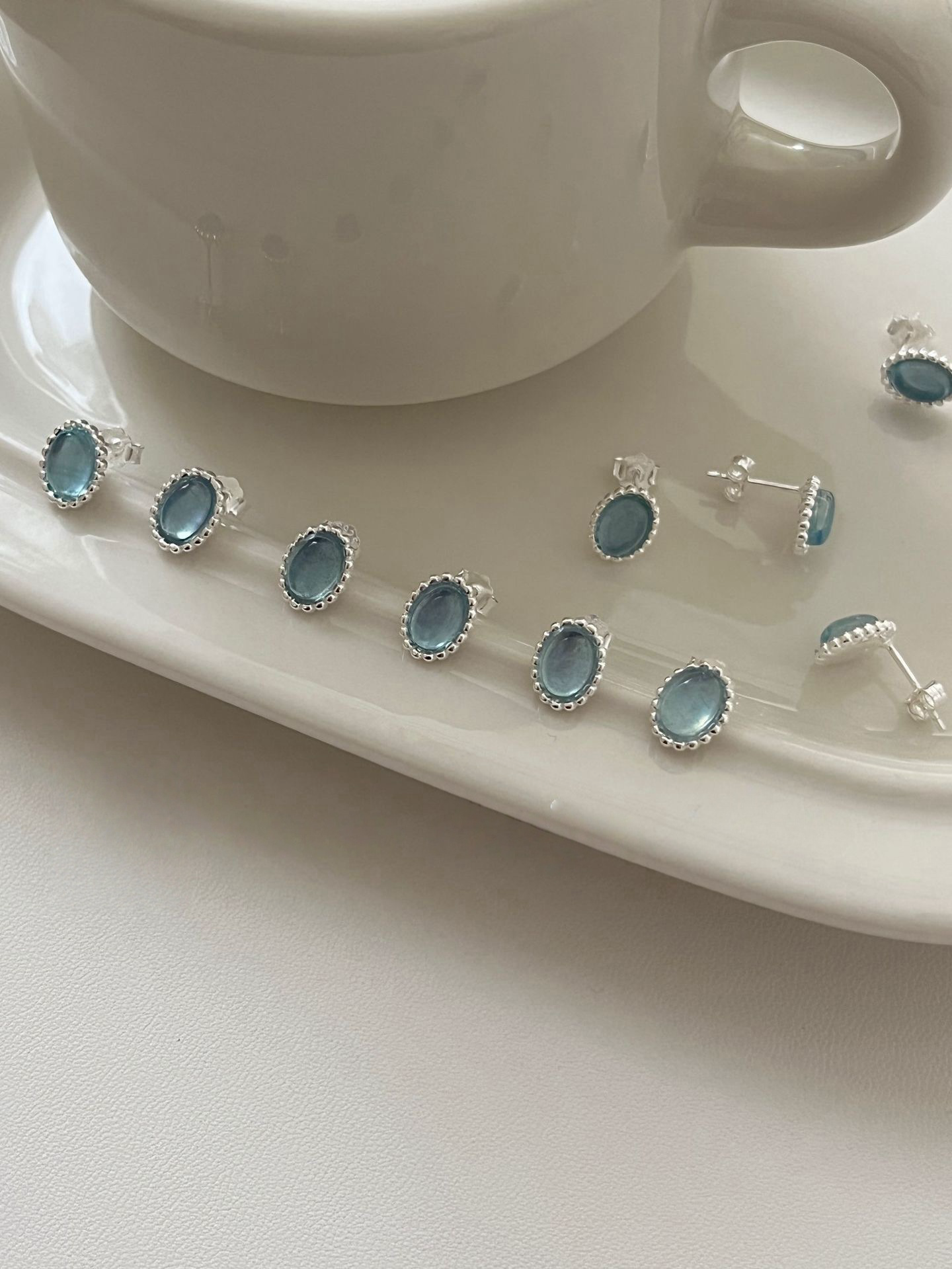 Oval Aquamarine Stud Earrings