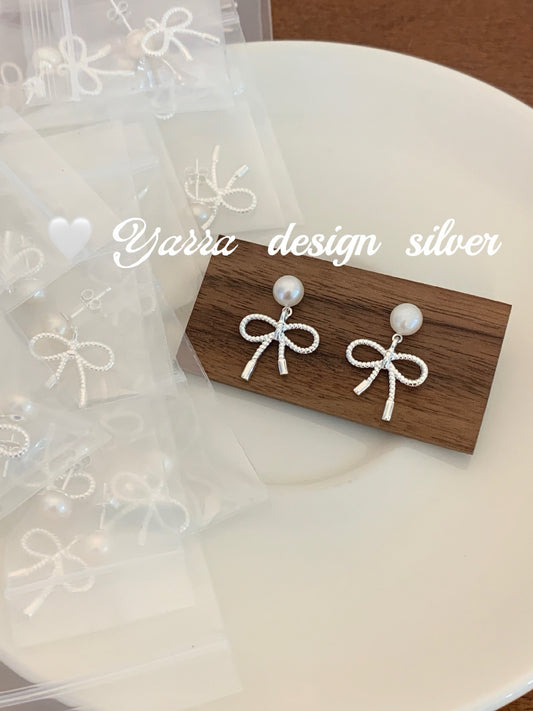 Bow & Pearl Stud Earrings