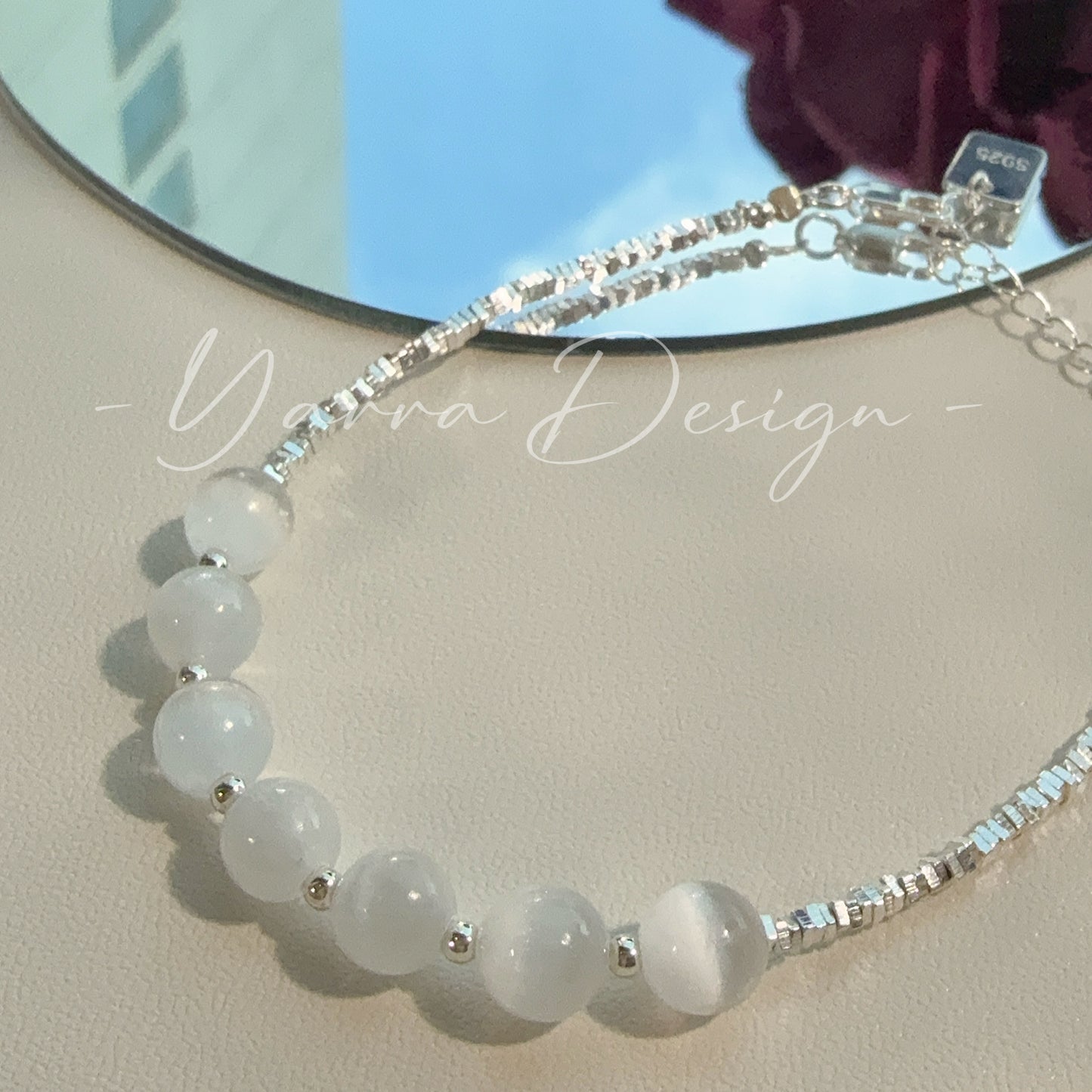 Minimalist S925 Sterling Silver Gypsum Stone Bracelet