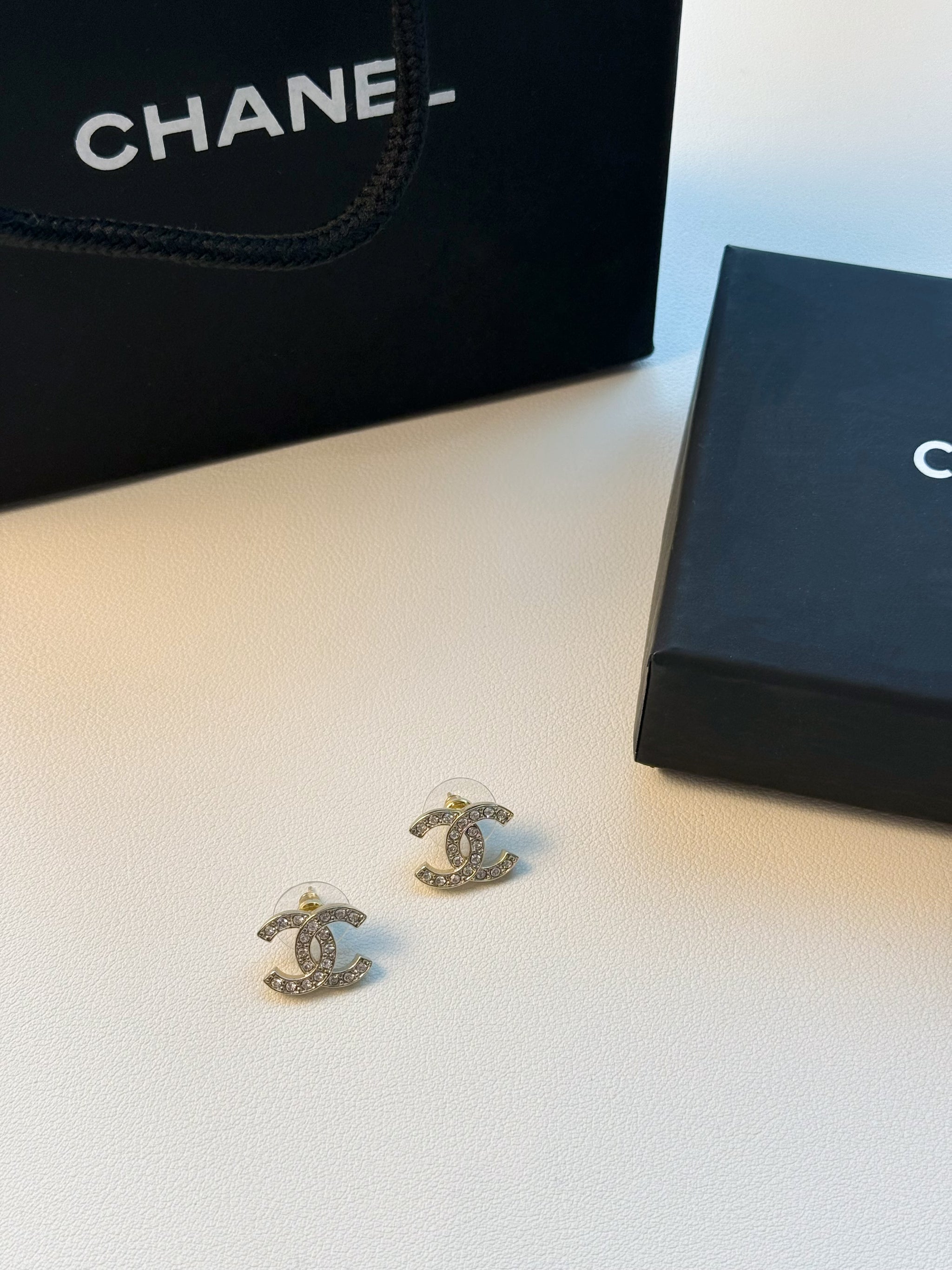 Crystal CC Logo Stud Earrings