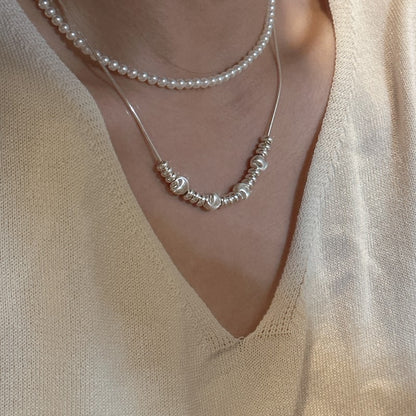 925 Sterling Silver Bow Bead Necklace