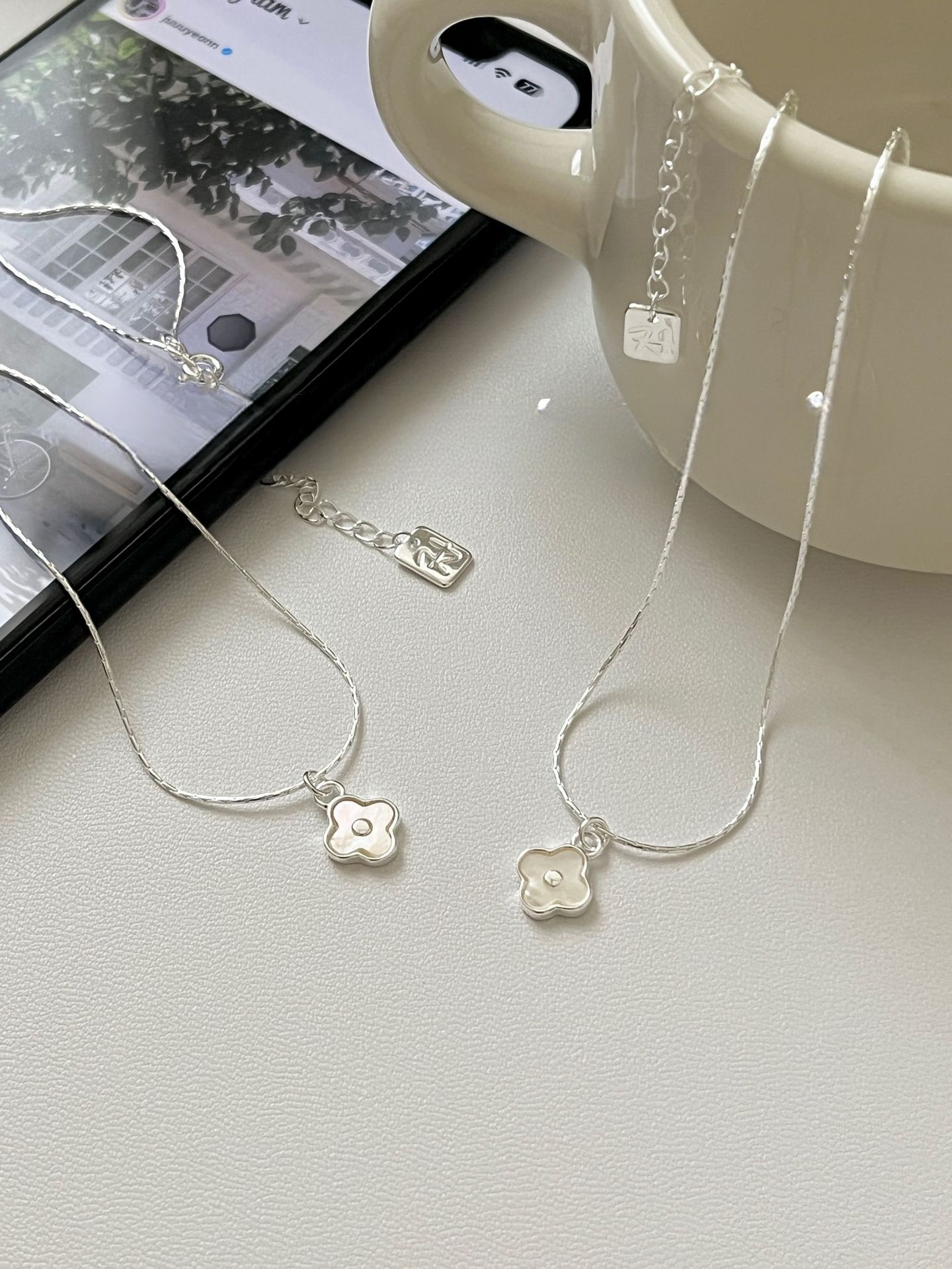 Sterling Silver Dainty Four Leaf Clover Necklace