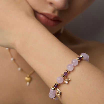 【Premium Quality】S925 Silver Bracelet with Natural Pearl, Amethyst & Aquamarine
