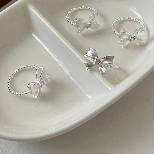 Bow Ring with Pink Zircon