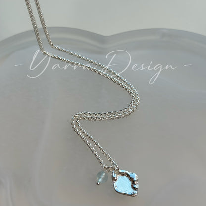 Faceted Rhombus Blue Agate S925 Sterling Silver Necklace