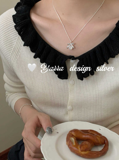 S925 Sterling Silver Bow Necklace – Minimal Chic