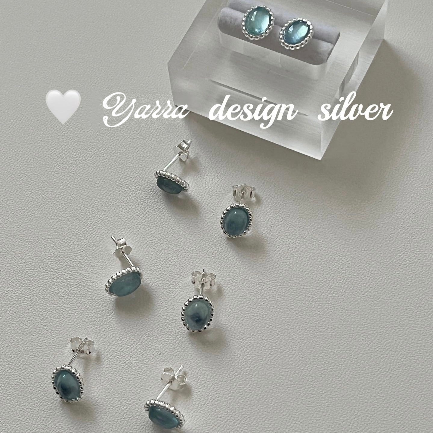 S925 Sterling Silver Oval Aquamarine Stud Earrings