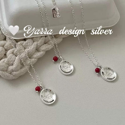 Engraved Oval Tag & Coral Bead Necklace