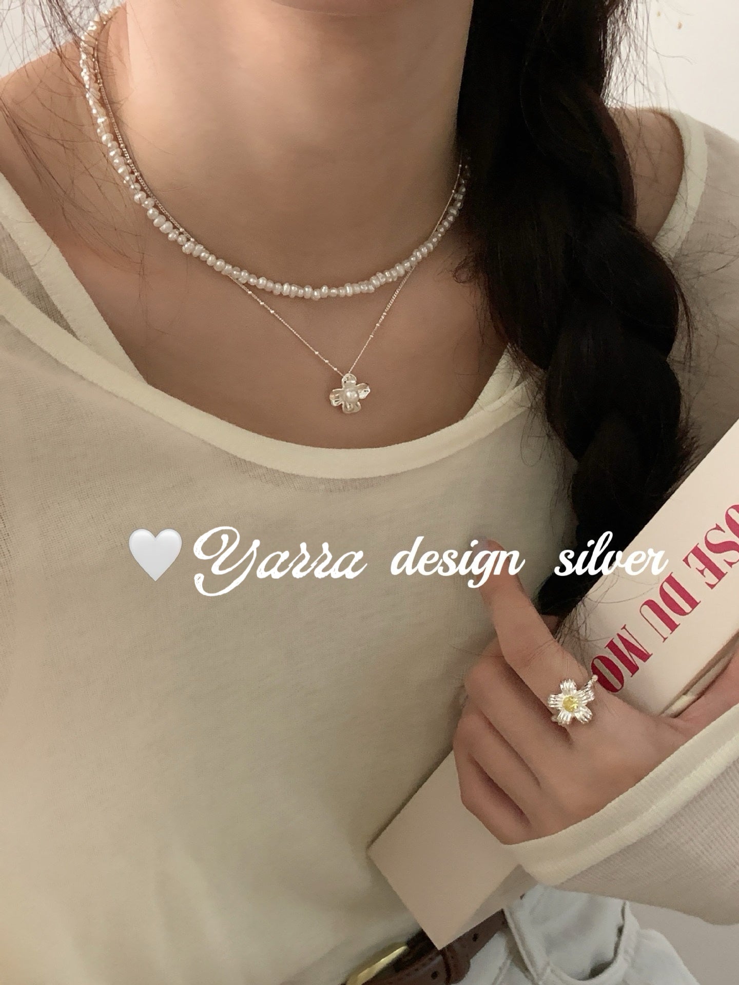 S925 Sterling Silver Clover & Pearl Necklace