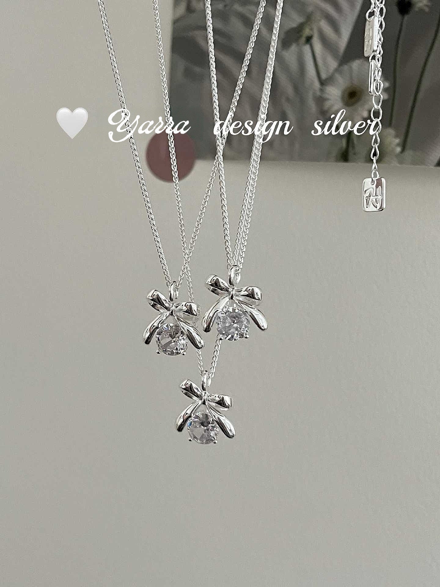 S925 Sterling Silver Bow Necklace – Minimal Chic