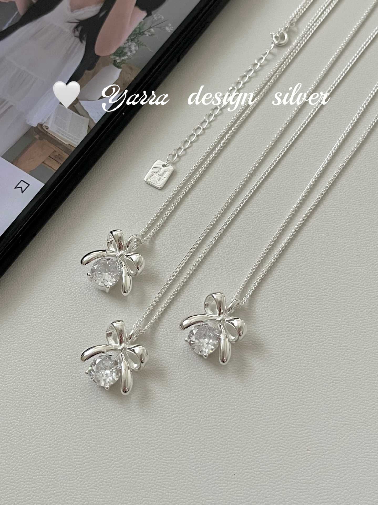 S925 Sterling Silver Bow Necklace – Minimal Chic