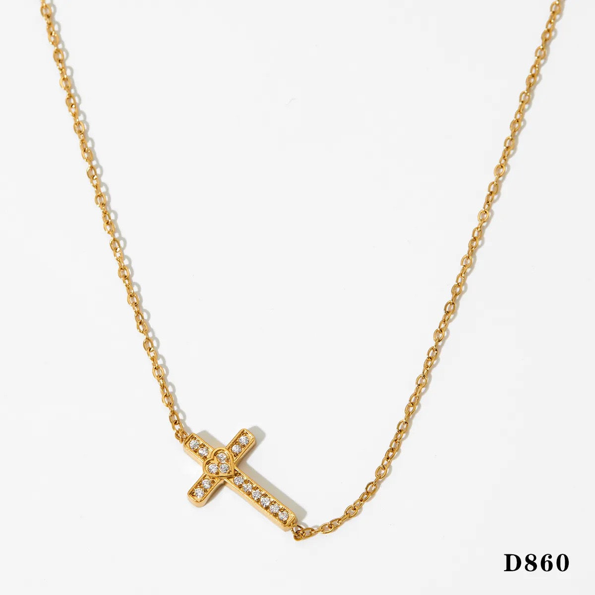 Full Diamond Cross Stainless Steel Necklace