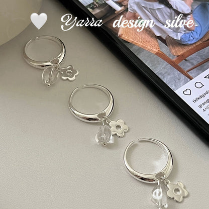 Silver Bloom & Crystal Accent Ring